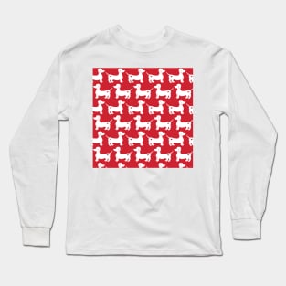 Dachshund pattern in red Long Sleeve T-Shirt
